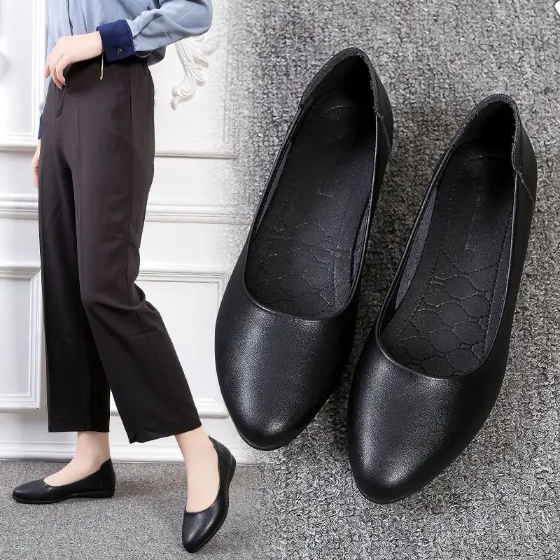 Wedge Heel Pointed Toe Low Elegant Black Shoes For Women 2024 Ladies Summer Footwear Dress Comfortable Price With Discount