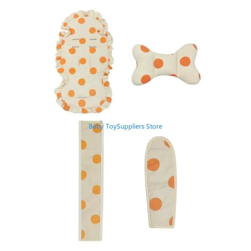 

R1WF Soft Breathable Cotton Headrest Pad Front Armrest Case Strollers Accessories Set