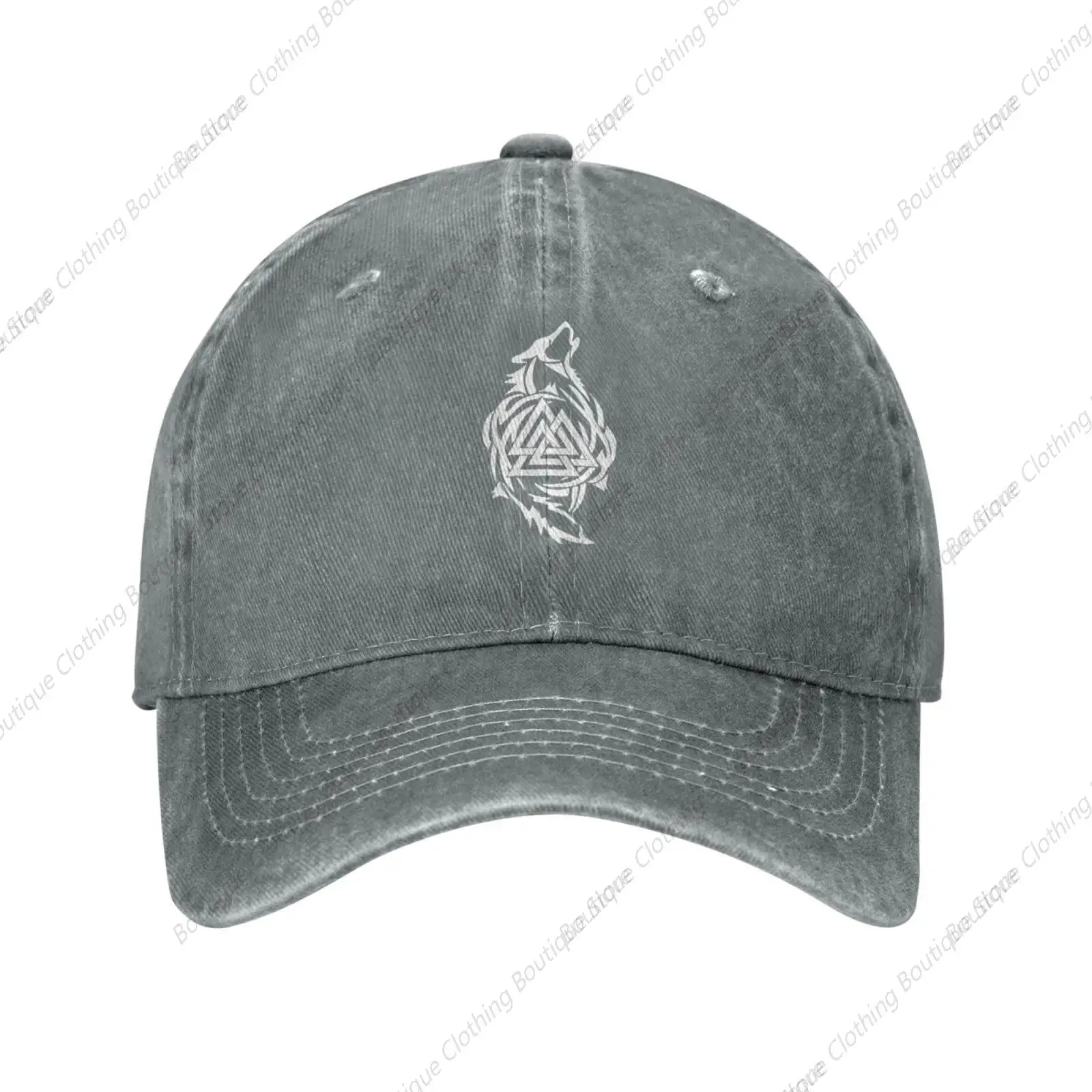 

Vikings Nordic Wolf Cowboy Hat Cowboy Hat Trucker Dad Gift Adjustable Snap Closure Sun Hat Unisex Gray