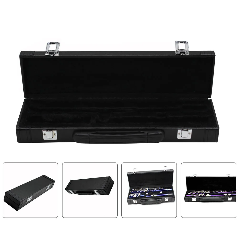 

1Pcs Flute Storage Box Case Black 16 Hole Portable Shock Absorption Durable Musical Instrument Protection