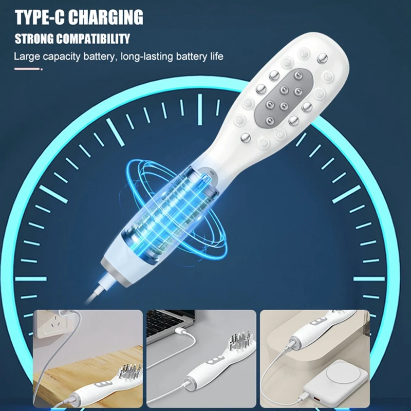 مشط تدليك الساق الكهربائي، أداة توزيع زيت الشعر، مدلك فروة الرأس لعلاج نمو الشعر، زيت أساسي سائل