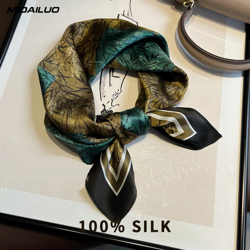 

100% Mulberry Silk Square Scarf 20.87x20.87 Inch Breathable Decorative Headscarf Elegant Accessory Non-Stretch for Outdoor Use