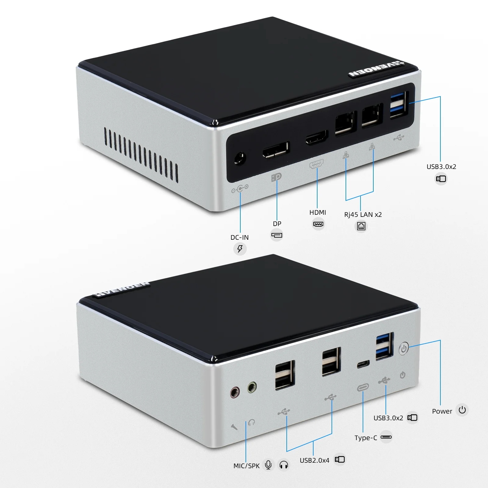 Hystou escritório mini computador intel core ddr4 m.2 nvme sata quad core desktop duplo wifi2.4g + 5g bluetooth windows10 linux computador