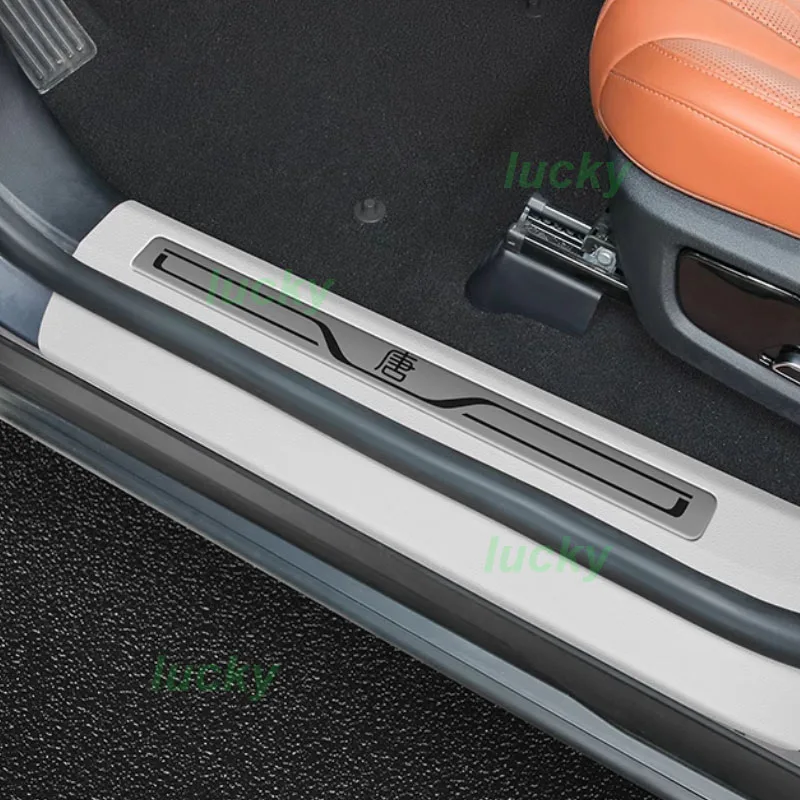 Car Leather Threshold Bar Pedal Cover for BYD Tang DMI EV 2024 Welcome Pedal Scuff Plate Anti-scratch Exterior Accessories