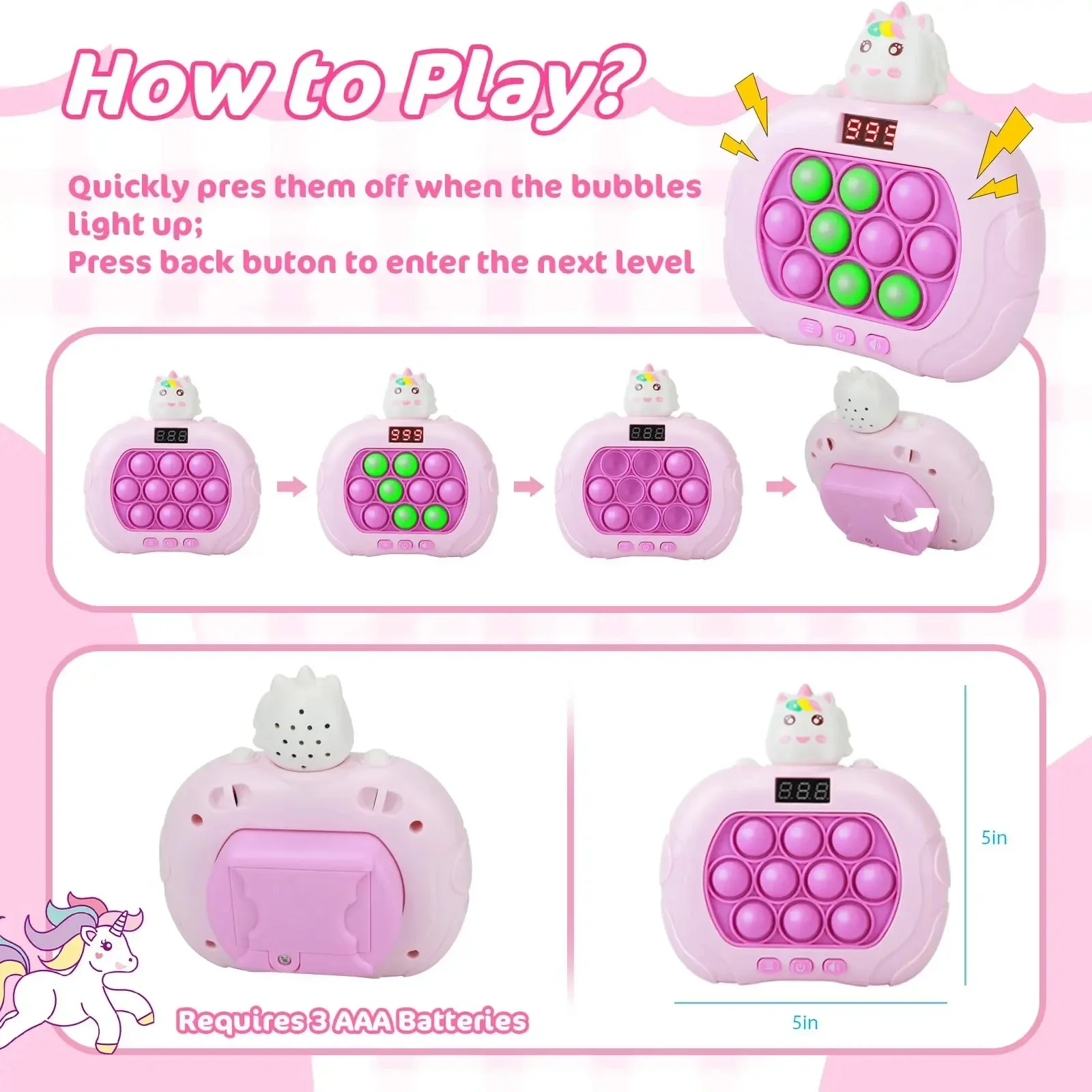 999 Level Electronic Pop Quick Push Game Console Suitable for Adults and Childrens Toys Anti Stress Sensory Bubble Fidget Gifts