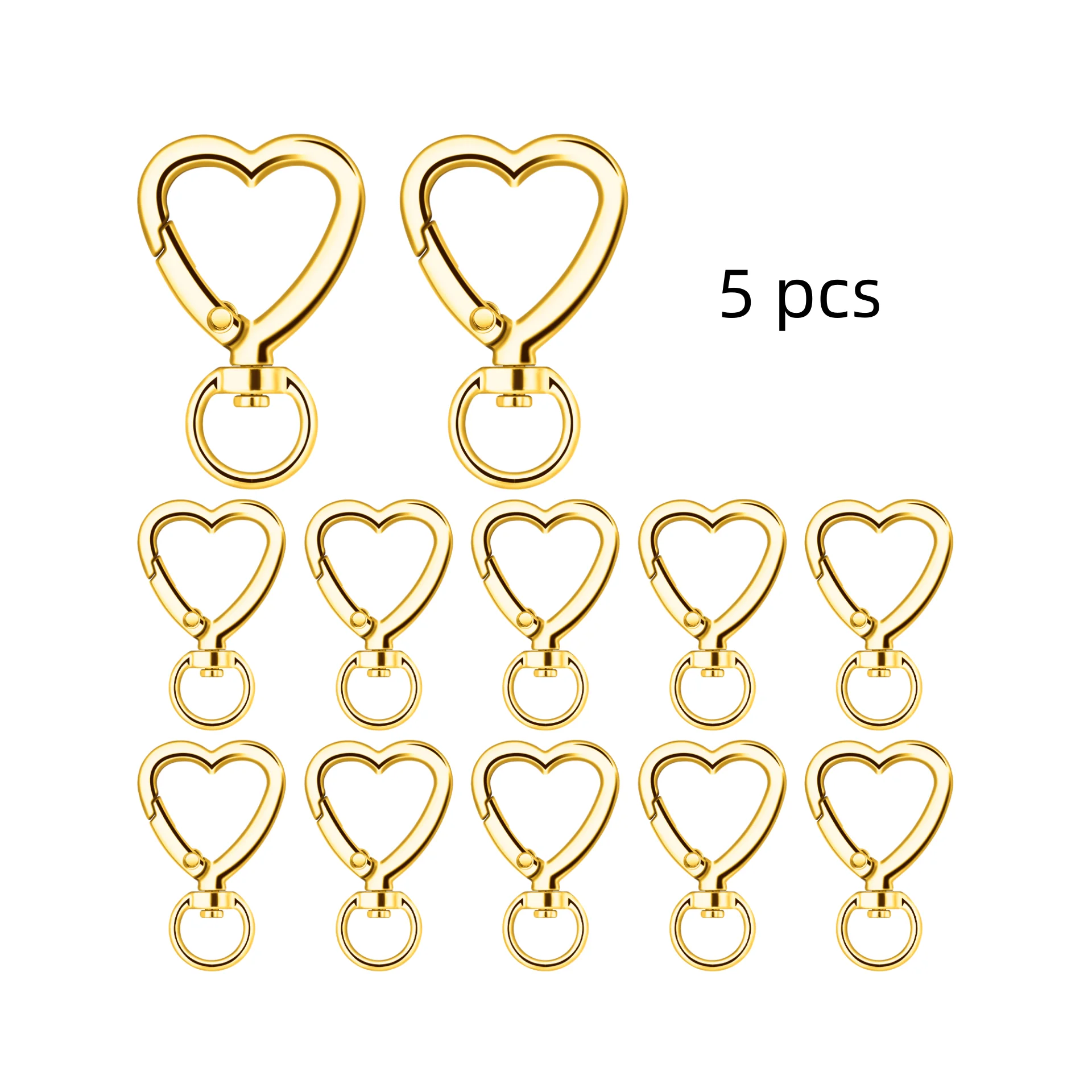 5Pcs Heart Shaped Metal Split Rings for Key Holders
