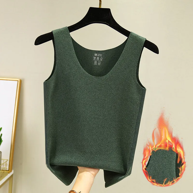 Thickened Fleece Warm Vest Strap Women's Autumn Winter Pure Cotton Underwear Seamless Inner Wear Close-Fitting Commute Style