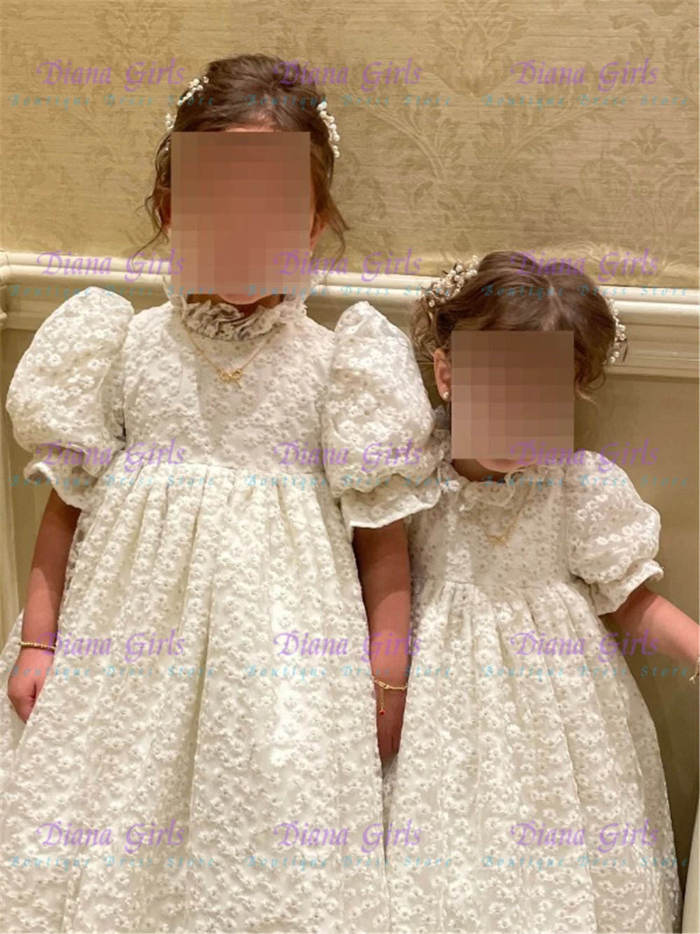 Hochwertiges Weißes Spitzenkleid für Blumenmädchen für kleine Mädchen, Hochzeit, Geburtstagsfeier, Abendkleider, Erstkommunionkleider – Detail 1