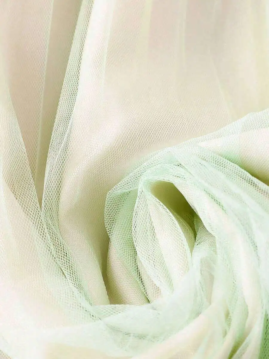 Elegant Gradient Pleated Mesh Skirt For Women Summer Flowy Midi Skirt view 2
