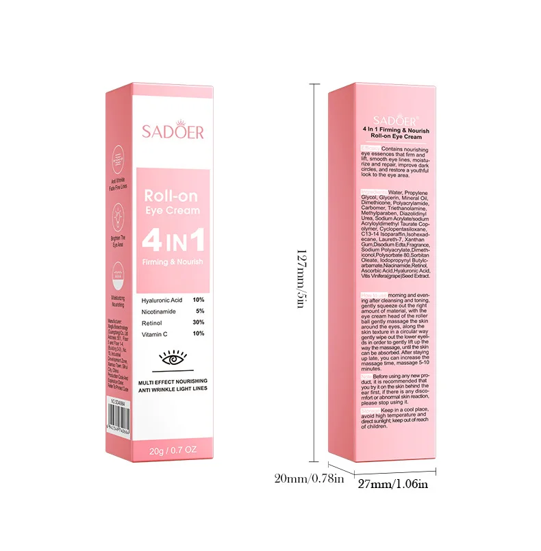 SADOER 4-in-1 Roll-on Feuchtigkeitsspendende Augencreme Gegen Augenringe Tränensäcke Straffendes Feuchtigkeitsserum Hautpflege für Schöne Augen – Detail 10