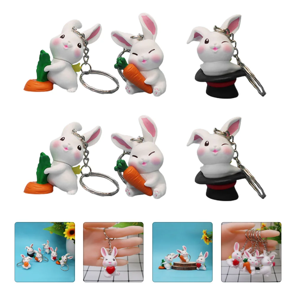 

6Pcs Small Rabbit Keychains Adorable Bunny Pendants Portable Bag Backpack Decorations Easter Party Favors Gifts