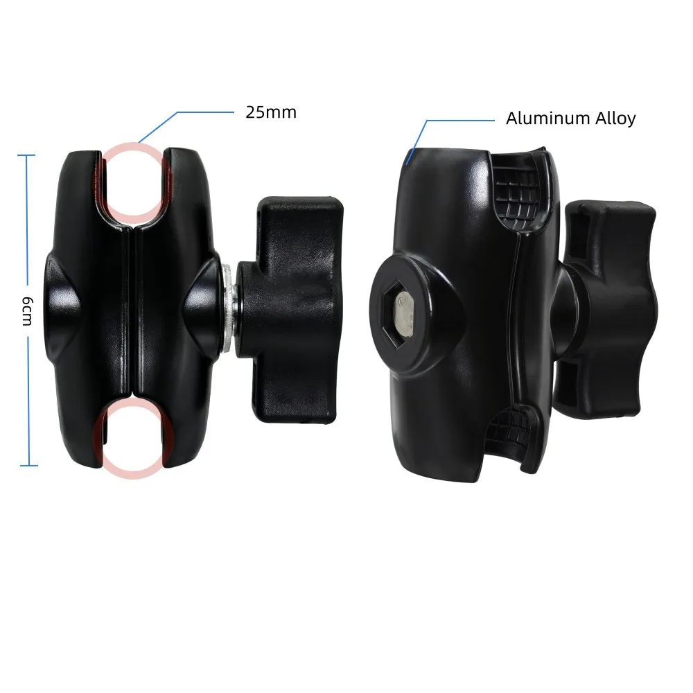 Double Socket Arm Phone Mount Aluminum Alloy Frame for 25mm 1