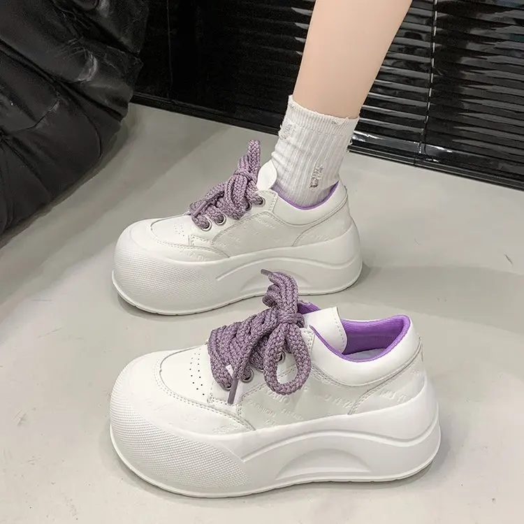 

Leather Letter Print Thi Bot Platform Casual oes Women Large Head Bread oes Super Lightweight Versatile Small Size L...