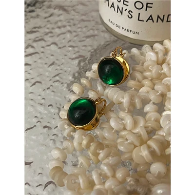 Brass Stunning Retro Colorful Half Ball Stud  Earrings Women Jewelry Punk Party T Show Classic Gown Runway  Korean Japan  Style