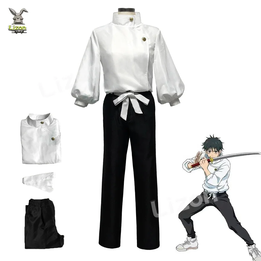 Anime Jujutsu Kaisen Yuta Okkotsu Cosplay Kostuum Pruik Mannen Vrouwen Halloween Party Uniformen Tops + Broek + Riem