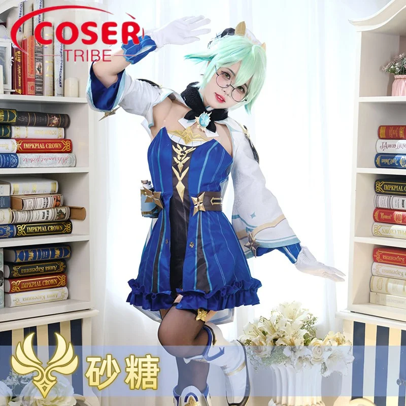 COSER TRIBE Anime Game Genshin Impact Sugar Glasses Niang  Cartoon Costume Cute Lori