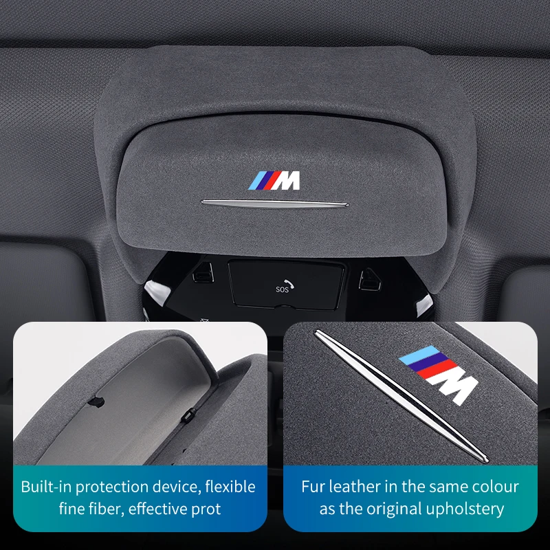 Car Glasses Case For BMW 5 Series G60 X3 G01 X4 G02 iX3 Suede Sunglasses Holder Box Auto Roof Storage Modification Accessories