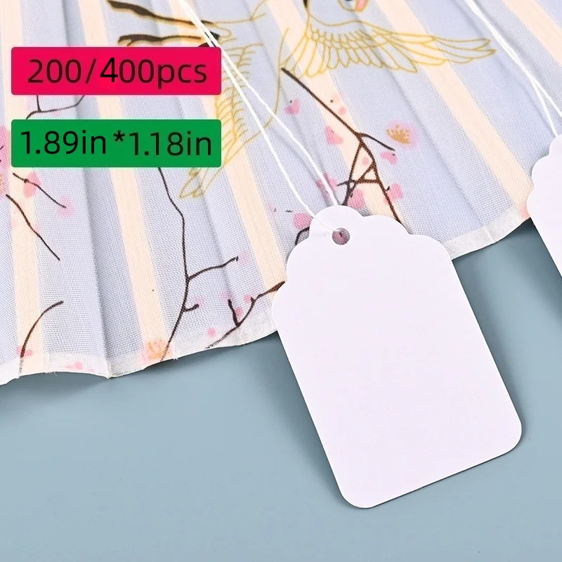 200/400pcs Price Tag Gardening Label Gift Jewelry Label Scene Decoration Handwritten Elevator (100/200 Cards+100/200 Ropes)
