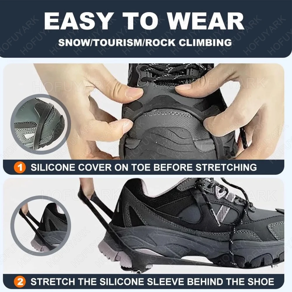 Non-Slip Ice Cleats for Shoes & Boots Anti-Slip Shoe Spikes Winter Outdoor Hiking Climbing Crampons for Walking On Snow and Ice