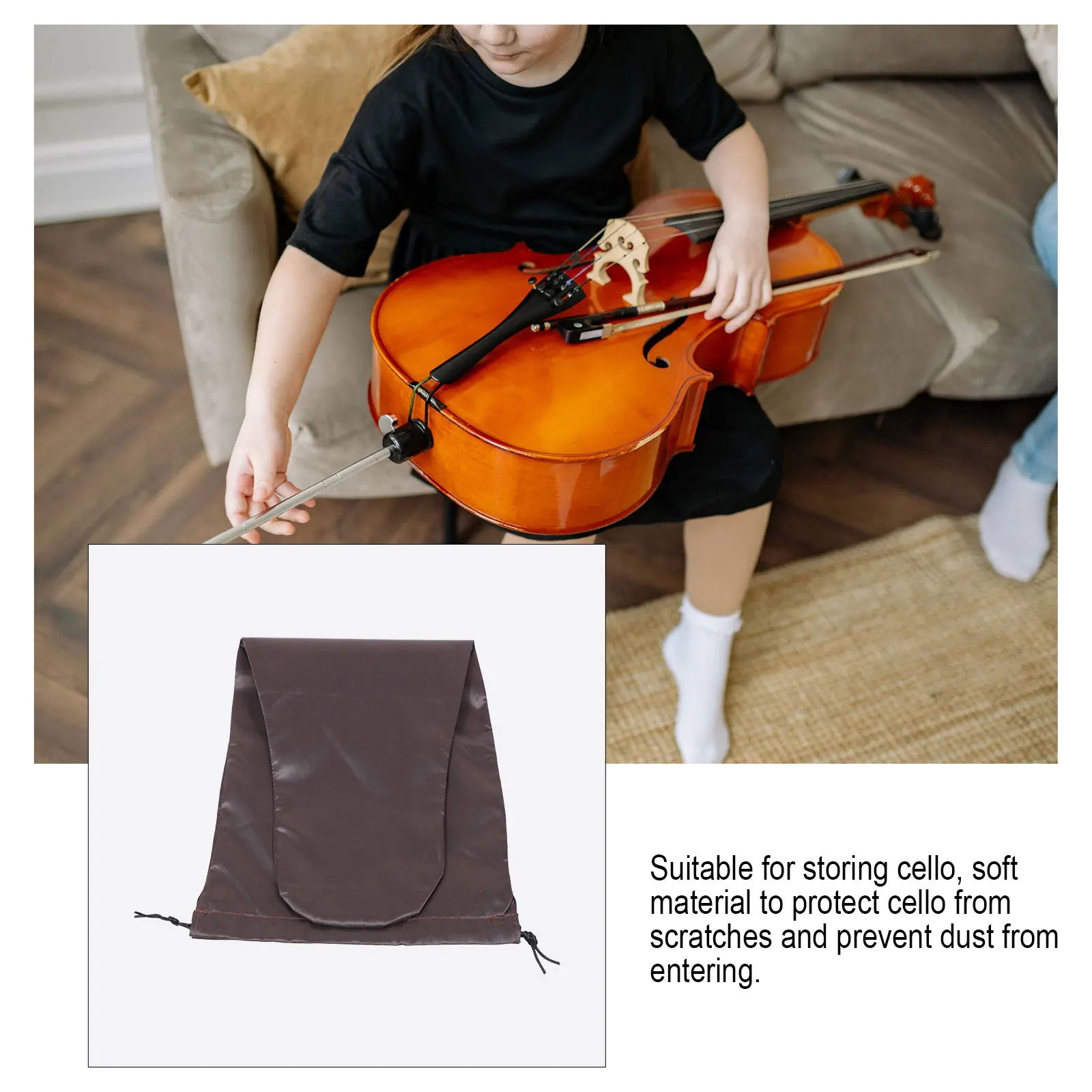 

Exquisite Silk Protective Cover Durable Dustproof Supple Case Decoration For Cello Comfortable Dirt Resistant Cover Long Life