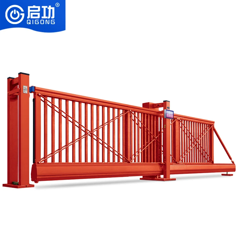 

Fully automatic modern orange cantilever sliding door made of aluminum alloy, specifically designed for the company, factory dir