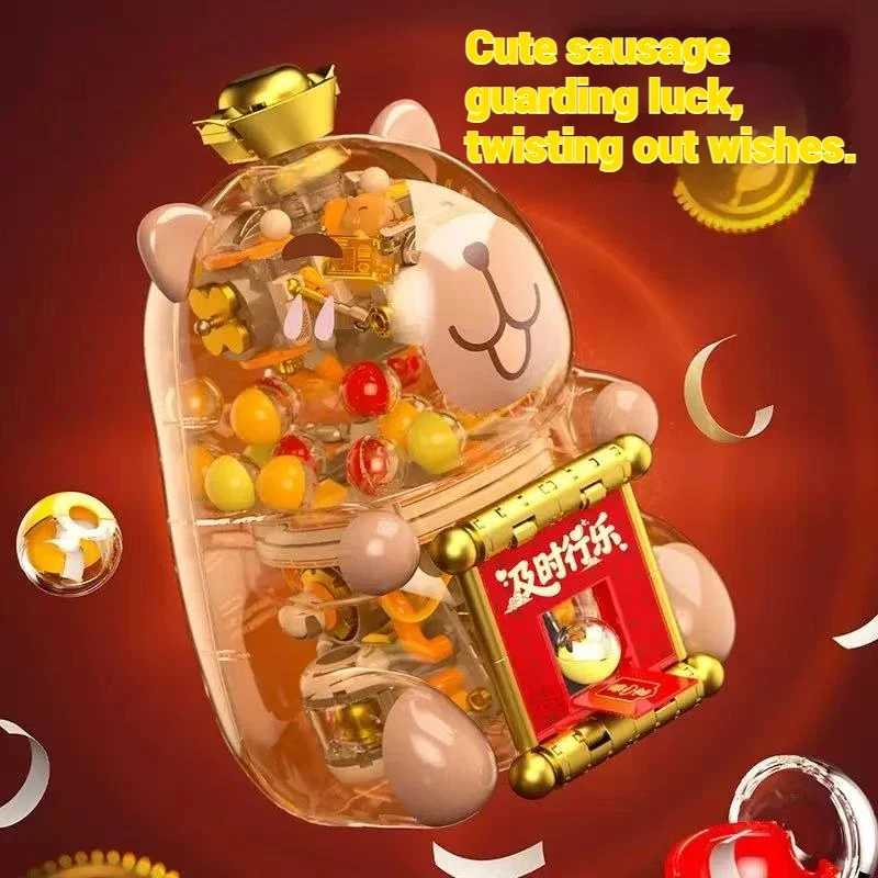 Capybara Surprise Capsule Toy Gacha Machine Building Blocks Desktop Ornaments Kids Assembly Educational DIY Toys Holiday Gifts
