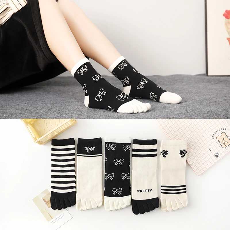 

Cotton Five-finger Socks Breathable Cartoon Cute Toe Socks Casual Yoga Socks Set