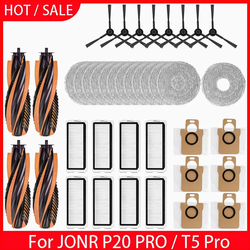 

Fit For ( JONR P20 PRO / JONR T5 PRO ) Vacuum Parts Main Roller Side Brush Filter Mop Cloth Dust Bag Accessories