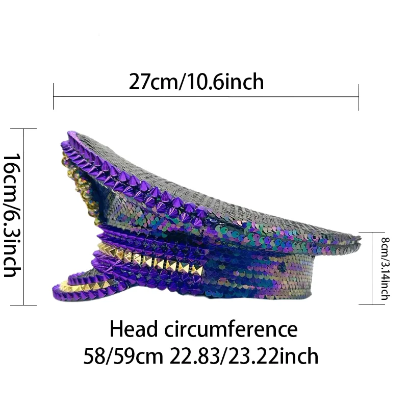 หมวกแฟนซีงานเทศกาลดนตรีหงหลวน หมวกกัปตันประดับเพชรสำหรับงานคาร์นิวัล ผู้หญิง คอสเพลย์ เครื่องประดับสำหรับผู้หญิง