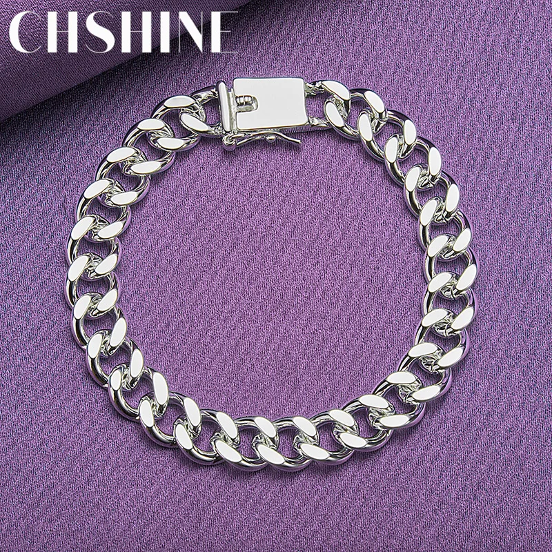 

CHSHINE 925 Sterling Silver 8MM Side Chain Bracelet For Women Wedding Party Fashion Charm Jewelry