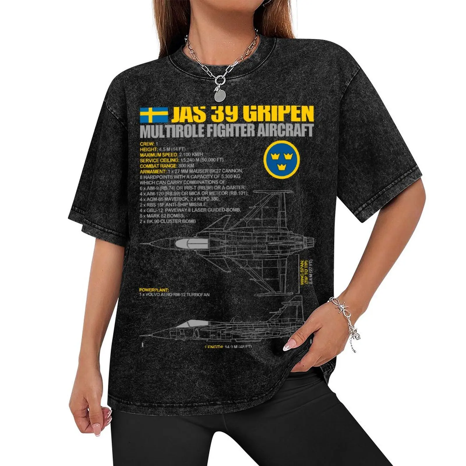 Jas 39 Gripen Multirole Fighter Aircraft T-Shirt blacks summer top boys animal print customs slim fit t shirts for men