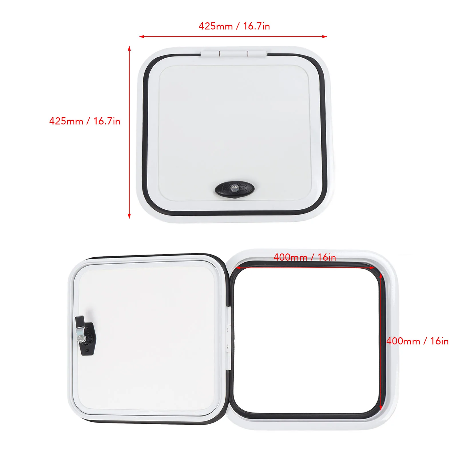 RV مقصورة الباب 16X16in متنقل باب الأمتعة زاوية مستديرة مكافحة تتلاشى ممتازة ختم امتصاص الصدمات ل Campervan