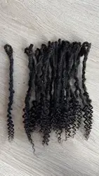 Soft Human Hair Dreadlocks Extensions Curly  deep goddess with loop easy to install