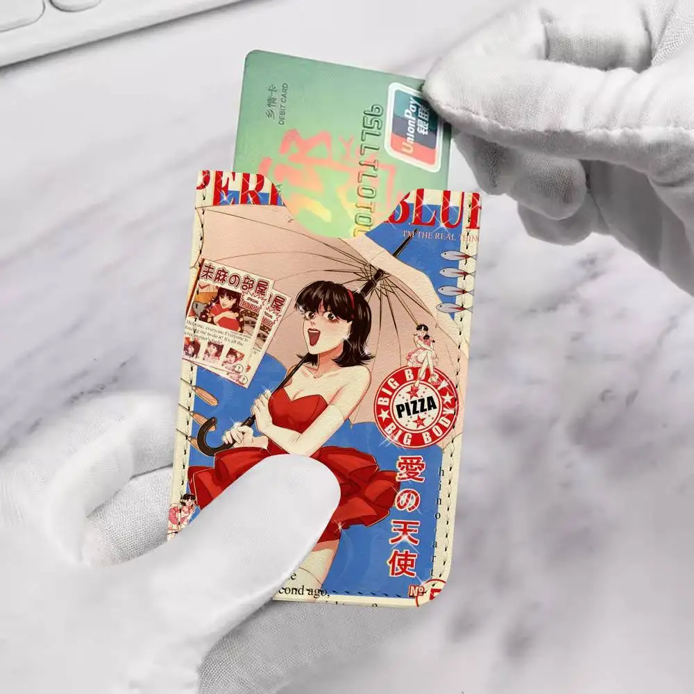 perfect blue canvas Japanese anime horror movie PU Leather Credit Card ID Card Organizer Business Card Case for  Outdoor Carry