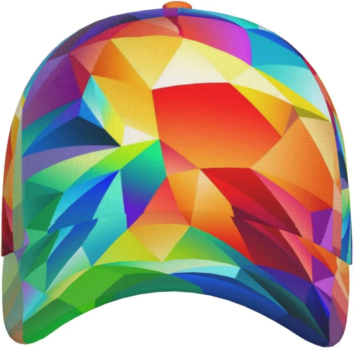 Rainbow Geometric Print Unisex Baseball Cap - Full Frame Print Design, Adjustable Size