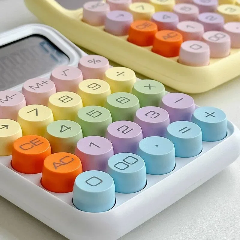 Korean Kawaii Calculator Cartoon Candy Colour Silent Mechanical Keyboard Desktop Financial and Accounting Learning Calculator