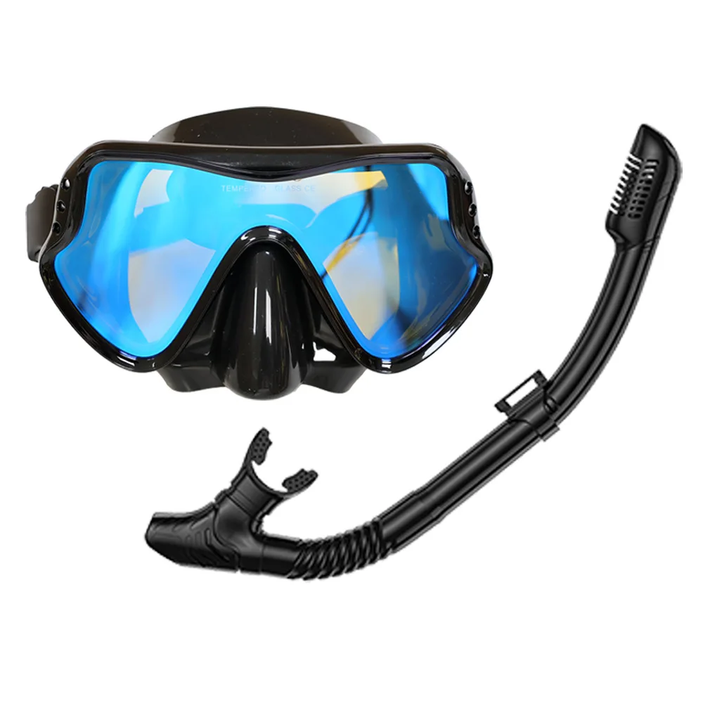 New diving goggles snorkeling mask breathing tube set swimming goggles adult silicone diving mask colorful coated lenses