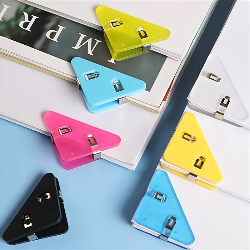 مشابك كتب بلاستيكية مثلثة ملونة - متينة وغير قابلة للانزلاق وآمنة للاستخدام في المكتب والدراسة، مثالية لتنظيم المستندات