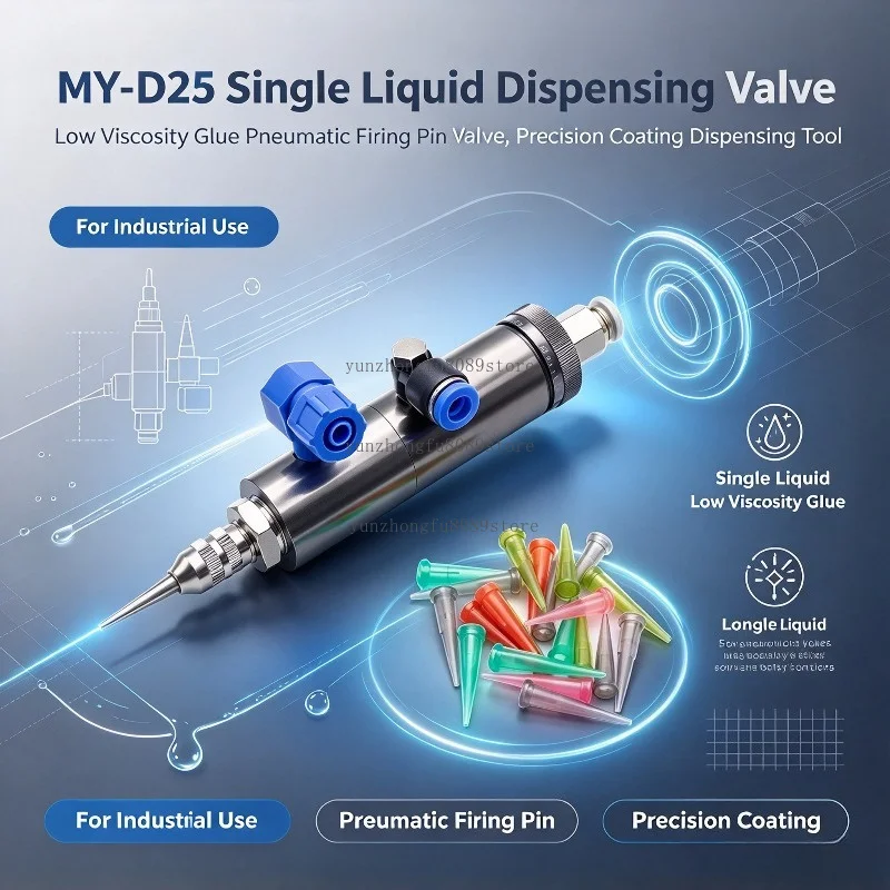 Dispensing Valve Single Liquid Coating Valve Low Viscosity Glue Pneumatic Firing Pin Dispensing Valve MY-D25