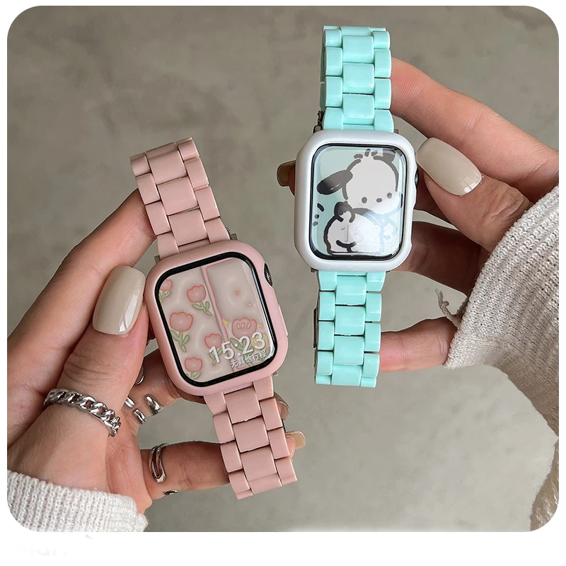 

Ремешок для часов + чехол + стекло для Apple Watch 44 мм, 40 мм, 38/42 мм, браслет Candy, iWatch Ultra 2 49 мм, серии 9, 8, 7, 6, 5, 4, 3, SE 41 мм/45 мм