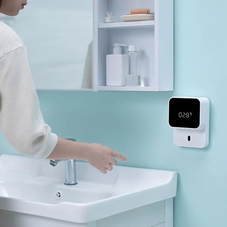 موزعات الصابون السائل الجديدة القابلة لإعادة الشحن المثبتة على الحائط بثلاث سرعات للتعديل موزع الرغوة الأوتوماتيكي آلة المطهر اليدوي #6