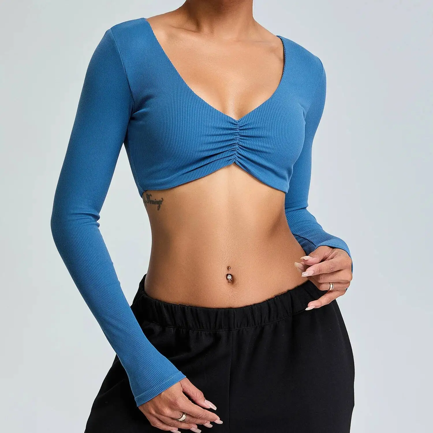

Crop Long Sleeves Shirts For Women Yoga Sports Fiess Gym Clothes Tops Outdoor Workout Top