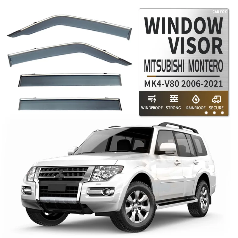 

Для Mitsubishi Montero 1991-2021: Дефлекторы окон, ветровики, навесы для боковых окон, защита от дождя и солнца, аксессуары для стайлинга автомобиля