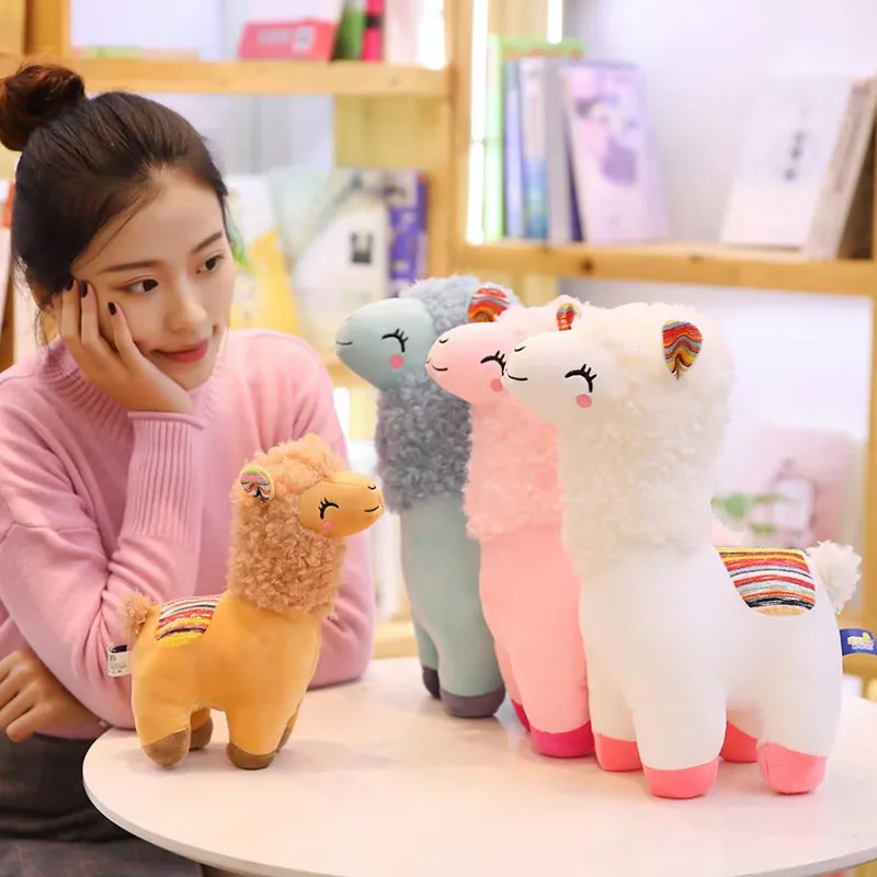 25cm Smile Alpaca Llama Plush Animals Toy Cute Stuffed Doll Household Throw Pillows Home Decoration Kids Toys Birthday Gifts