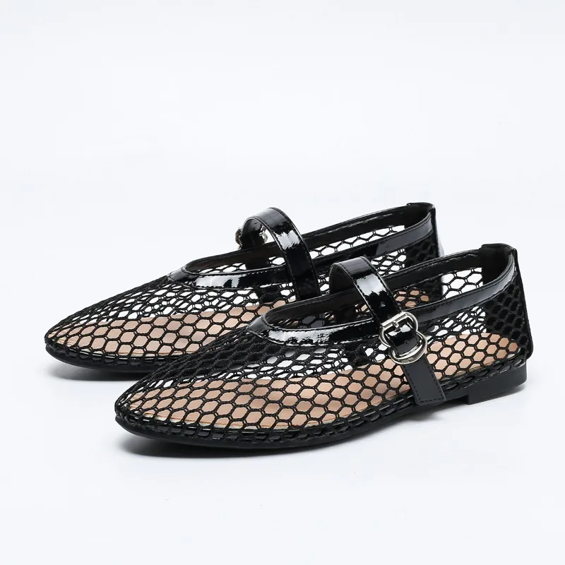 

2026 Fashion Women Trends Sexy Adult Women Mesh Design Sandals Ladies Sandals Flat Casual Plus Size Sandals 35-43