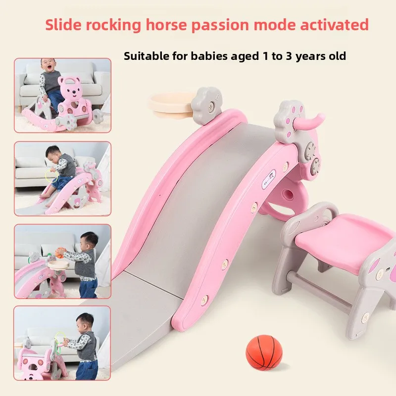 2025 New Baby Indoor Children's Plastic Rocking Horse, Detachable Two-in-one Combination Slide Toy, Rocking Horse Slide