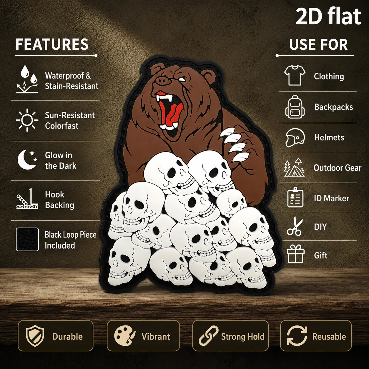 Skull Cap Helmet Liner - Roaring Giant Bear Skeleton Luminous Alien