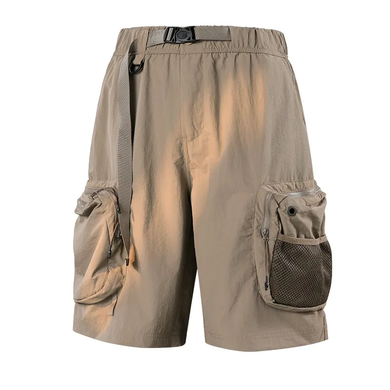 

Mens 2025 Summer Cargo Shorts Ice Silk Quick Dry Fashion Casual Cargo Pocket Short Pants Men Tactical Shorts With Belt Plus Size