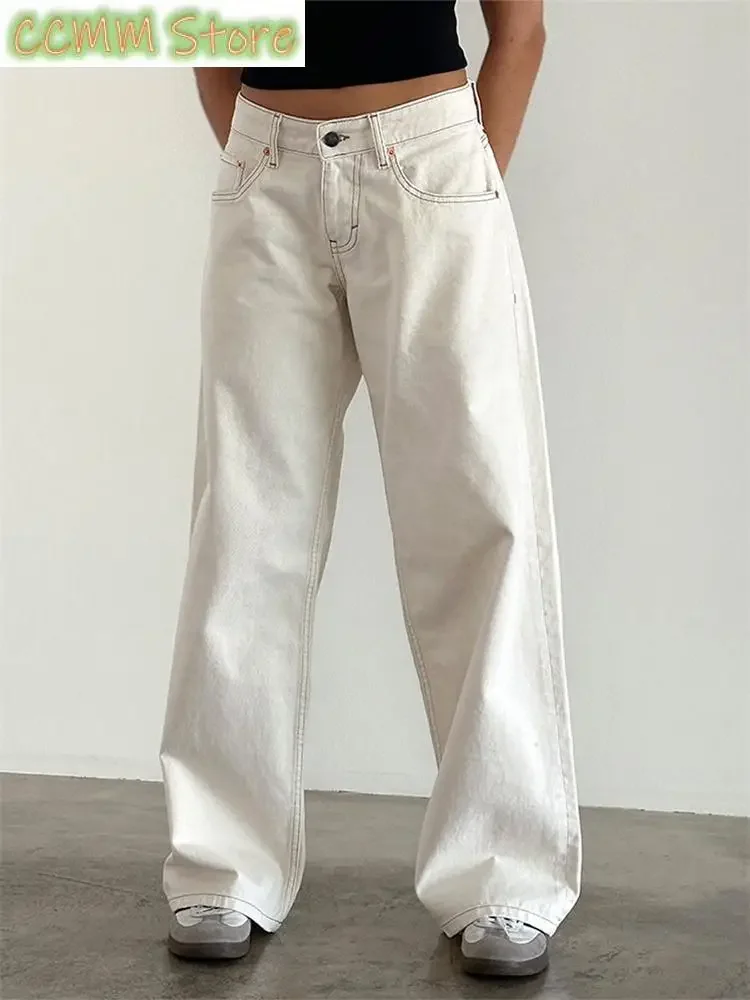Women Wide Leg Boyfriend Jeans Straight Hip Hop Long Denim Pants Low Waist Baggy Jeans Casual Loose Jeans Streetwear