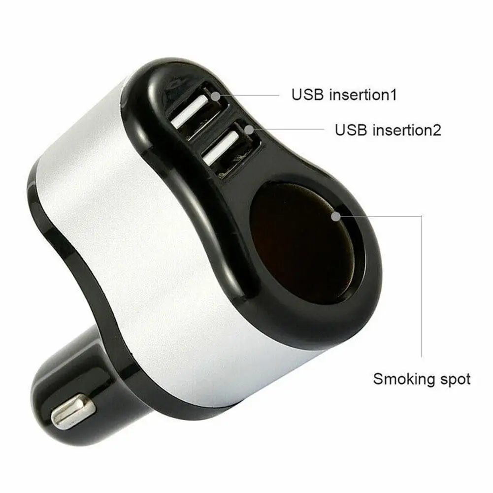 Cargador de coche 2 en 1, enchufe para encendedor de cigarrillos, puerto USB Dual, carga rápida para enchufe de coche iPhone Q7P3